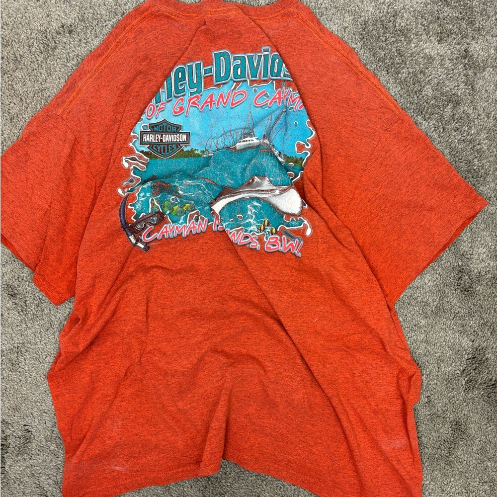 Orange harley davidson grand‎ cayman islands tshirt